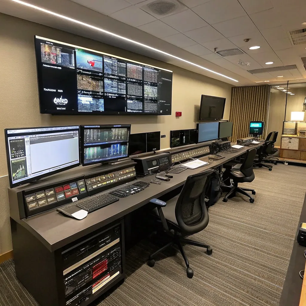 Editing suite with modern equipment and software