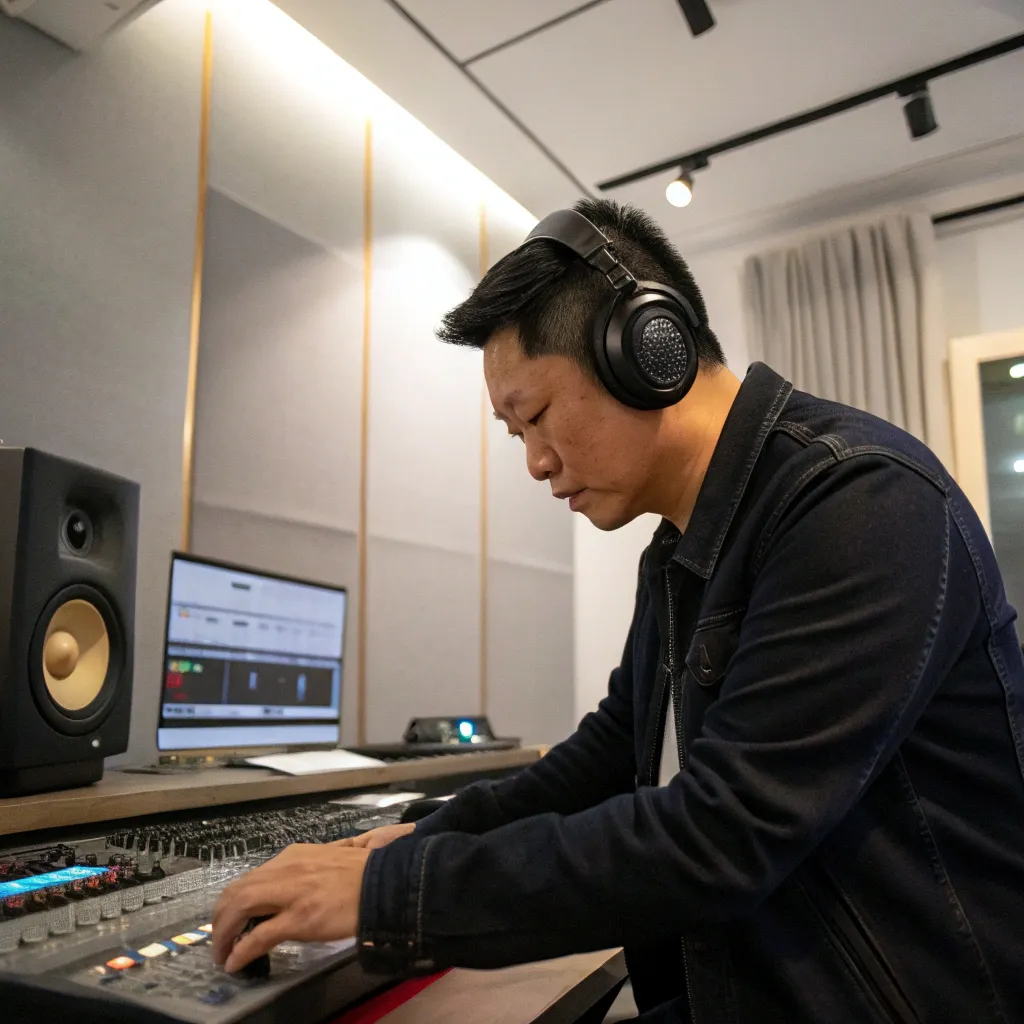 David Chen in a sound mastering session at Vorlianeth Studio